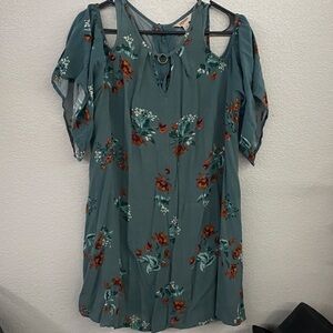 Arizona Jean Company Teal Floral Long Sleeve Dress